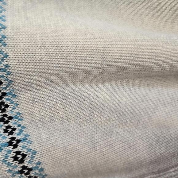 J. Jill Fair Isle Nordic Relaxed Fit Classic Style Cream Teal & Black Sweater - Picture 7 of 9